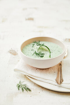 Cold cucumber soup with dill