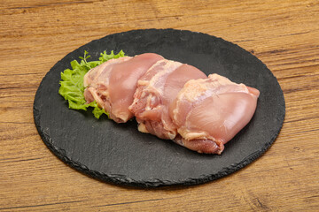Raw chicken boneless and skinless leg