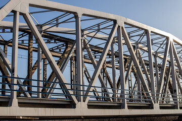 railroad, train, bridge, railway bridge, old, new, welded, riveted, train, view, structure, rivet