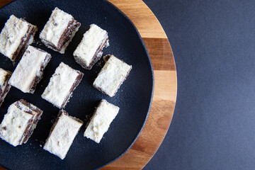 Italian fudge on black plate