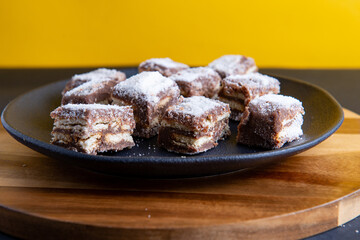 Italian fudge on black plate