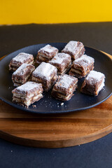 Italian fudge on black plate