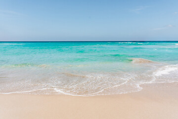 Fototapeta na wymiar Turquoise sea and white sand beach at Perhentian Islands, Malaysia. 