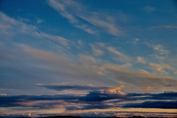 Fototapeta premium Russia. Republic of Karelia. Panorama of the evening sky over lake Ladoga near the city of Sortavala.