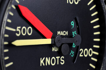 analogue airspeed indicator of jet aircraft