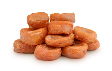 Dried apricots isolated on white.