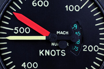 analogue airspeed indicator of jet aircraft