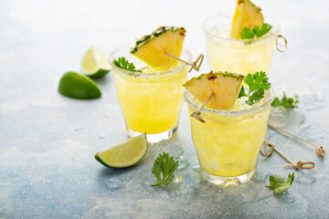Pineapple margarita with lime and cilantro