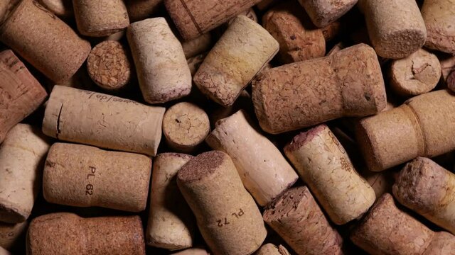 various corks from wine bottles as a video background
