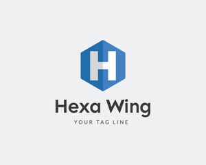 Hexa-wing-Capital-H-letter-logo-vector