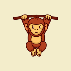 cute baby chimpanzee mascot design
