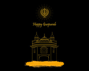 Vector illustration of guru nanak prakash parv. Happy Gurpurab.
