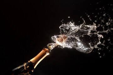 Valentine's day and Happy New Year theme with splashing champagne
