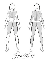 athletic girl. clothing options. back view