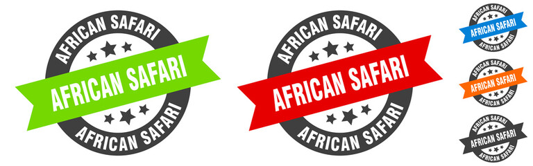 african safari stamp. african safari round ribbon sticker. tag