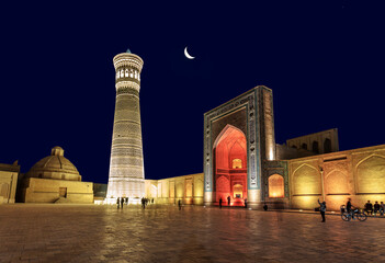 Poi Kalyan architectural ensemble consisting of the Kalyan minaret and the Kalyan mosque. Bukhara,...
