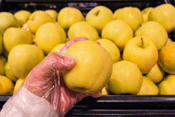 mela, supermercato, mano, natura, healty,