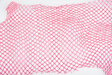 Empty mesh from fruit or vegetable on a white