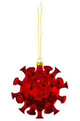 Creative Christmas ornament in the form of coronavirus. Isolated object. 3d rendering.