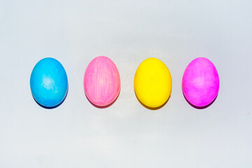 Painted eggs on a white background.