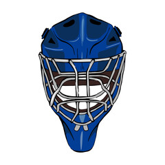 Vector illustration Blue hockey goalie's goalkeeper helmet
