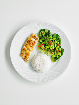 Quick miso cod with edamame salad