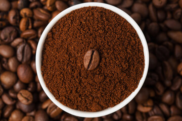 Coffee beans and grind coffee in studio