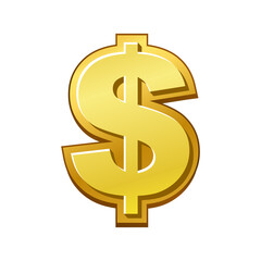 Golden dollar icon, money payment, dollar sign