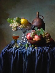 Still life with fruits and wine glass © Iryna