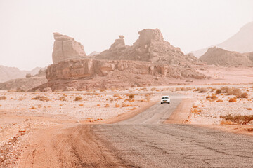 The red sand rocks in Timna park, Israel. Horizontal view.