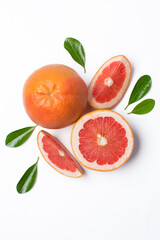 Grapefruit whole and cutted in studio