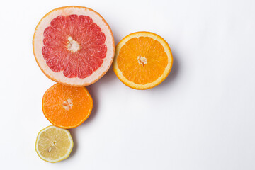 Many fresh citrus fruits, orange and grapefruit