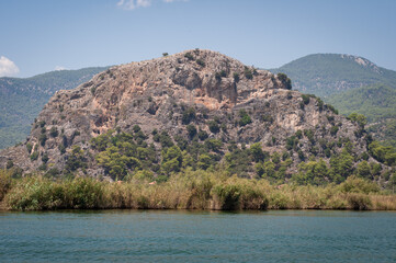 Landscape turkey. A beautiful mountain on the banks of the Dalyan