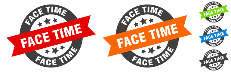 face time stamp. face time round ribbon sticker. tag