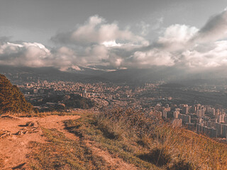 Fototapeta premium Medellin, vintage city on the mountain