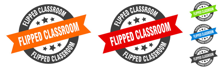flipped classroom stamp. flipped classroom round ribbon sticker. tag