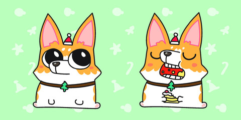 corgi in cartoon character chistmas theme