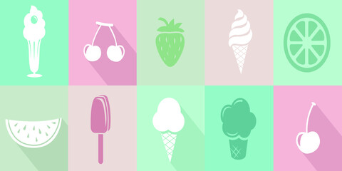Set of simple vector-based icecream logos elements 