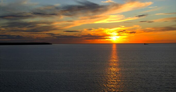 Ocean sunset outside island of Gotland, Sweden