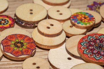 Cute Coloured Buttons on a Desk Close Up