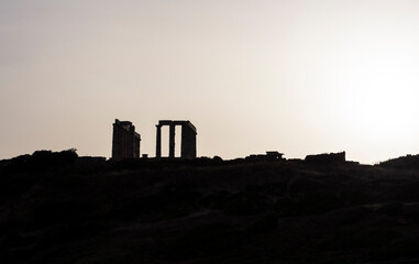 The ancient temple of Poseidon at Cape Sounion. He was god of the Sea.