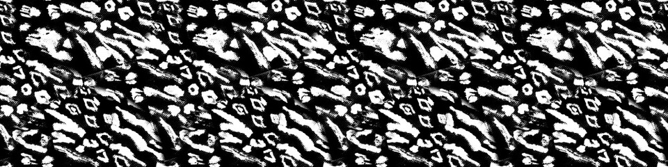 Fashion Print Texture. White Jungle Animal Texture. Smoke Fur Repeating Pattern. Watercolor Fabric Print. Black Animal Close Up. Grey Seamless Background . © Alina