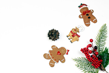 Christmas biscuits.  Honey and ginger cookies isolated on white background.