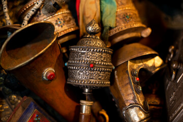 Tibetan Buddhism Om Mani Hand made Copper Prayer Wheel