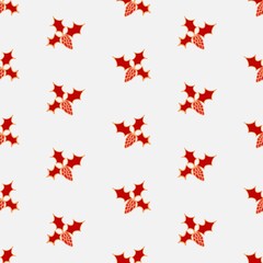 Winter seamless pattern. Hand drawn conifer with cone. Doodle vector illustration.