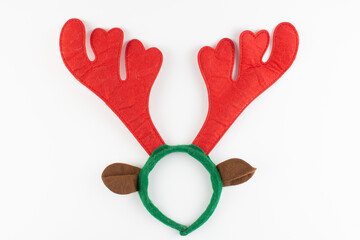 christmas deer antlers on head isolated on white