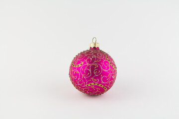 pink ball for christmas tree on white background