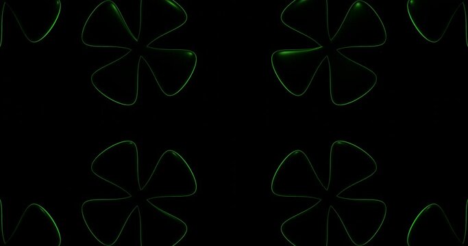 3d render with four-leaf clover in green backlight