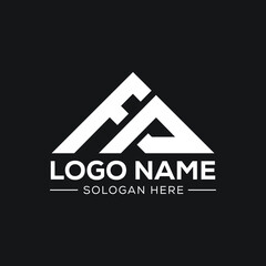 initial logo letter FP linked tingle logo, colorful initial logo for a business name and company identity design template