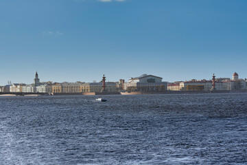 Russia, St. Petersburg, view of the Birzhevaya embankment of the Neva river